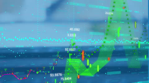 Dynamic Financial Data Animation with City Skyline Backdrop