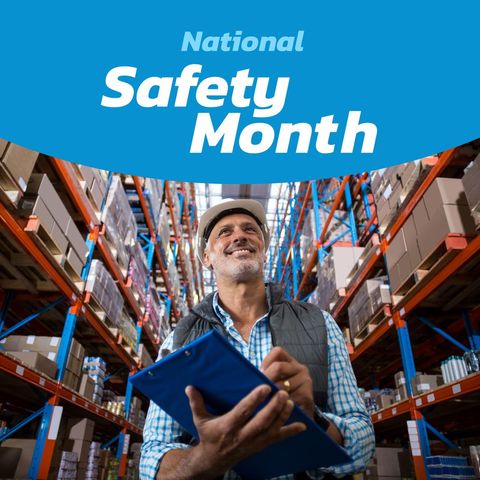 celebrate national safety month in warehouse with happy worker - Download Free Stock Templates Pikwizard.com