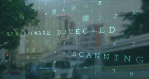Cybersecurity Animation with Data Scanning in Urban Skyline