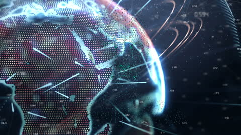 Futuristic Digital Network Globe with Data Streams in Space