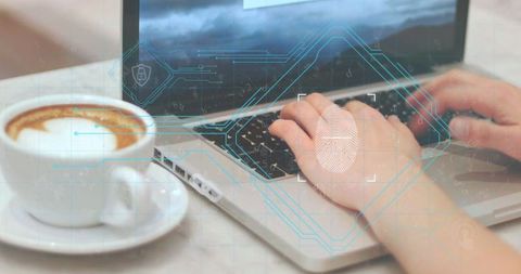 Modern Workspace with Cybersecurity Interface Overlaying Laptop - Download Free Stock Images Pikwizard.com