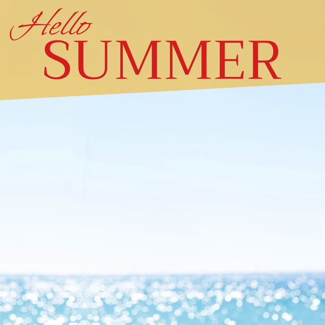 Bright Summer Greeting with Sparkling Sea and Hello Summer Text - Download Free Stock Templates Pikwizard.com