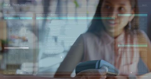 Digital interface hologram displayed over smartwatch interaction