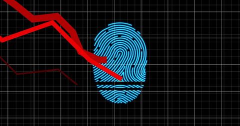 Biometric Fingerprint with Declining Graph on Digital Grid - Download Free Stock Images Pikwizard.com