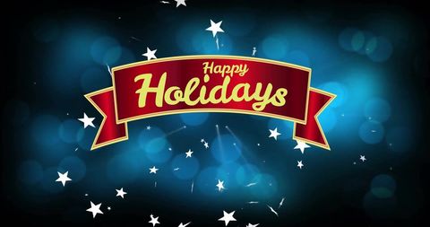 Festive Holiday Banner with Stars on a Blue Background