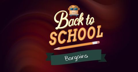 Back to School Bargains Promotion with Dark Red Background