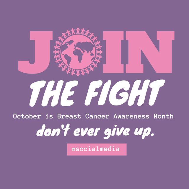 Join the Fight Breast Cancer Awareness Month Poster - Download Free Stock Templates Pikwizard.com