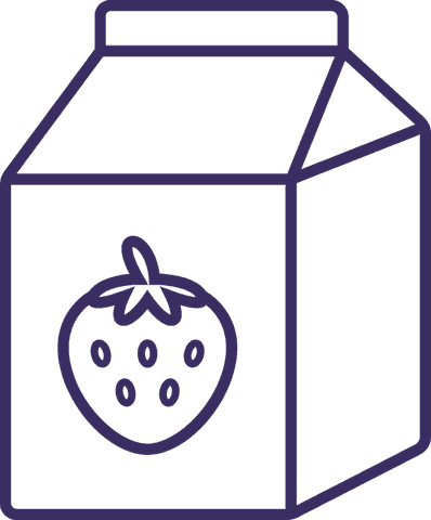 Transparent outline milk carton with strawberry icon design