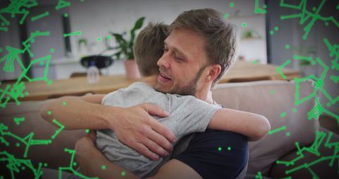 Loving Connection of Father and Son Embrace with Digital Elements