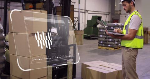 Warehouse Logistics with Virtual Data Interface - Download Free Stock Images Pikwizard.com