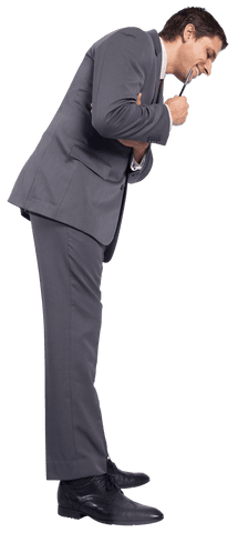 Transparent Image of Businessman Pondering with Pen to Chin