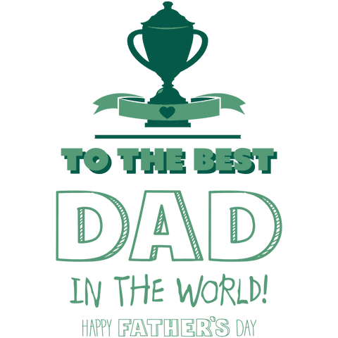 Fathers Day Trophy and Text on Transparent Background