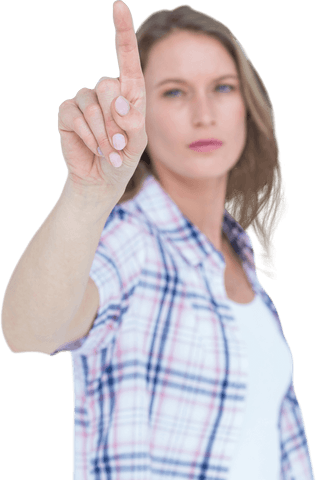 Focused Caucasian Woman Pointing Finger on Transparent Background - Download Free Stock Videos Pikwizard.com