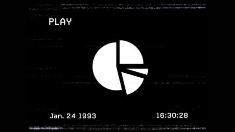 Retro Glitch VCR Play Interface with Pie Chart Animation