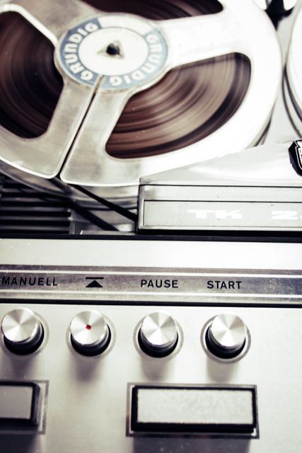 Vintage Reel-to-Reel Tape Recorder Close-Up with Control Buttons - Download Free Stock Images Pikwizard.com