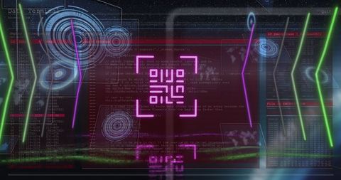 Futuristic QR Code with Data Analytics and Holographic Display - Download Free Stock Images Pikwizard.com