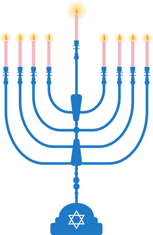 hanukkah menorah illustration with lit candles on transparent background - Download Free Stock Videos Pikwizard.com