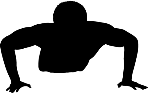 Man doing push-ups silhouette on transparent background