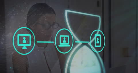 Digital Connectivity Concept with Hourglass Overlay