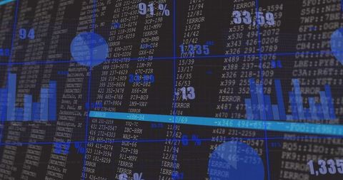 Displaying dashboard reacting to ERROR alerts with blue analytics overlay on data terminal
