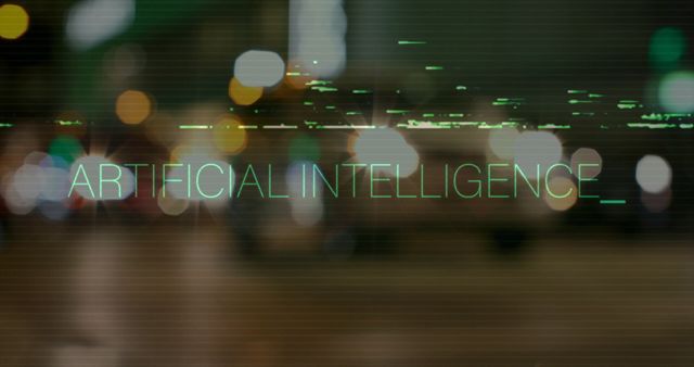 Artificial Intelligence Text over Blurred City Lights - Download Free Stock Images Pikwizard.com