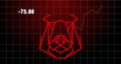 Digital bear market symbol with red financial graph