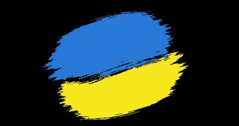 Ukrainian flag painted in abstract brush strokes