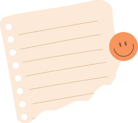 Torn lined paper with smiling button transparent background
