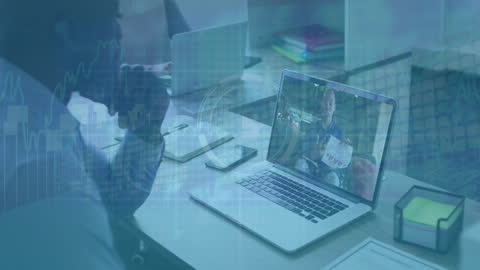 Digital Data Processing with Person on Laptop Screen