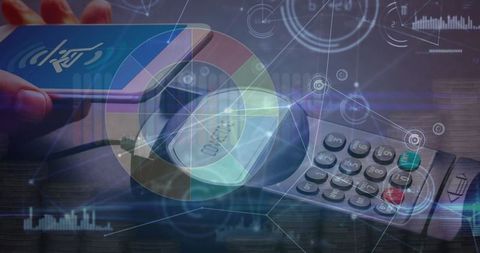 mobile payment with digital pie chart interface in futuristic setting - Download Free Stock Images Pikwizard.com