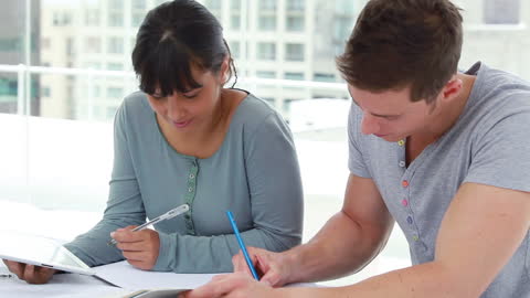 Students Collaborating in a Bright Relaxed Environment