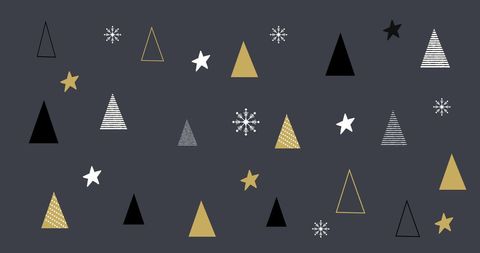 Festive Christmas Trees and Stars on Grey Background