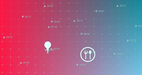 Abstract Technology Grid with Digital Clocks and Icons