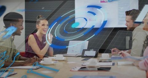 Innovative teamwork in modern corporate meeting