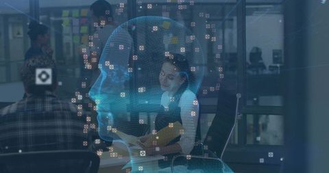 Futuristic Business Team Meeting With Holographic Technology