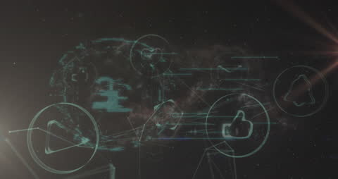 Digital Cloud Security Animation with Network Connections