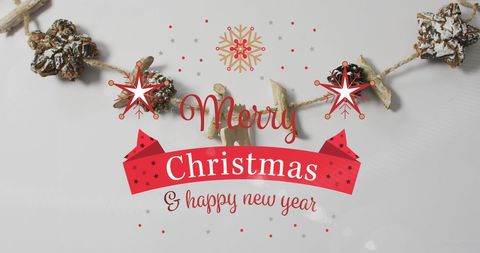 Festive Christmas Message with Pine Cones and Stars