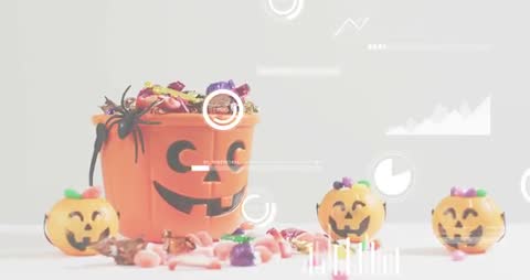 Data Visualization Displayed Over Halloween Pumpkins