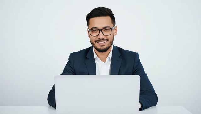 Professional Man Working on Laptop in Office Environment