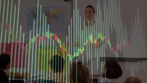 Teacher Instructing Students with Digital Financial Charts