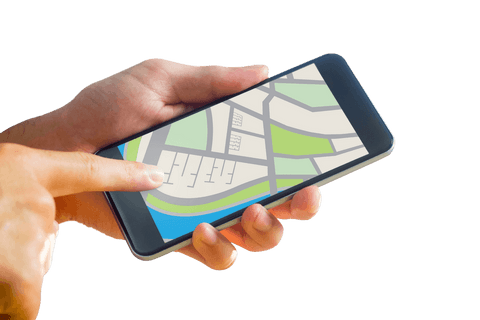 transparent smartphone displaying map application with hand navigation - Download Free Stock Videos Pikwizard.com