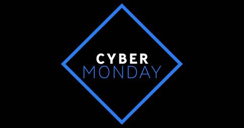 Cyber Monday Sale Promotion with Blue Graphics on Black Background - Download Free Stock Images Pikwizard.com