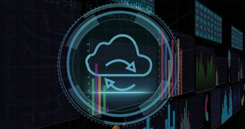 Futuristic Digital Data Interface with Cloud Processing Symbol - Download Free Stock Images Pikwizard.com