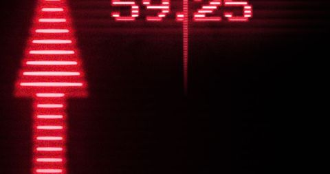 Digital arrow display with numerical indicator on black background