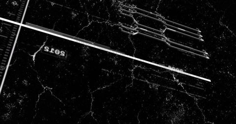 Diagonal glowing hud line over black marble with mirrored circuit traces and ruler