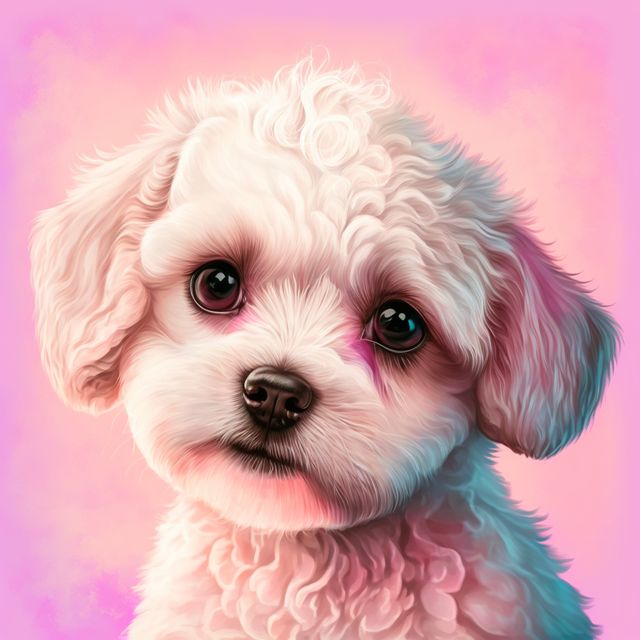 Portrait of cute dog on pink background, created using generative ai technology. Portrait and animals concept, digitally generated image.