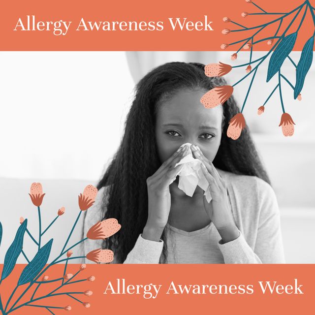 Allergy Awareness Week Promotion with Woman Sneezing - Download Free Stock Templates Pikwizard.com