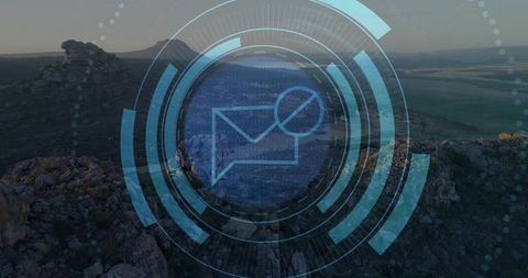 Futuristic HUD Interface Above Highland Landscape