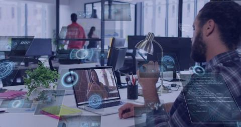 Remote collaboration in open-plan office with augmented interfaces and video conferencing