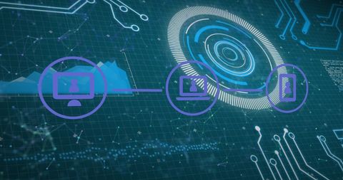 Digital Network Connectivity and Data Processing Icons - Download Free Stock Images Pikwizard.com